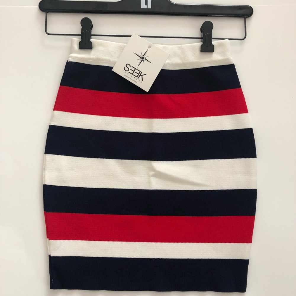NEW Seek the Label striped body con skirt